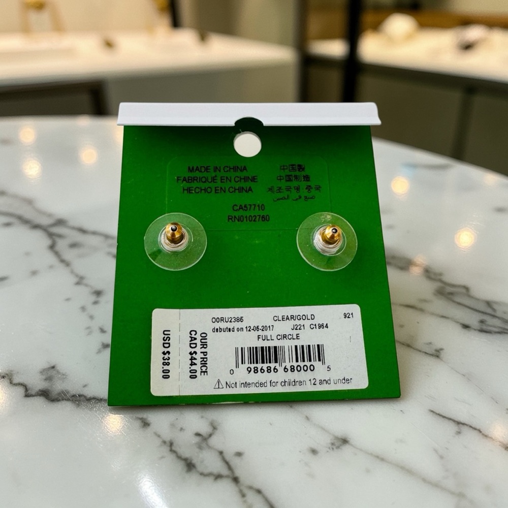 NWT Kate spade Gold Crystal Circle Stud Earrings - Picture 2 of 3